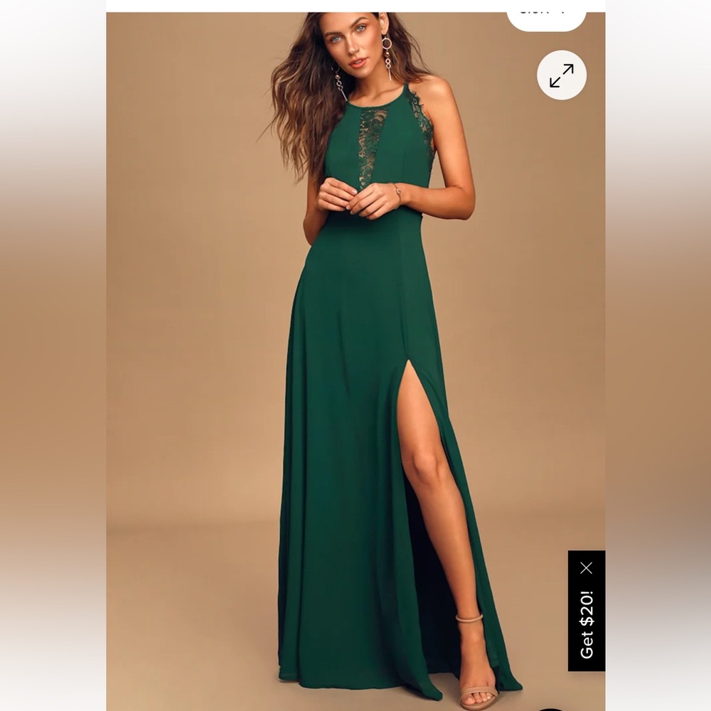 Romantic Mood Hunter Green Lace Sleeveless Maxi Dress